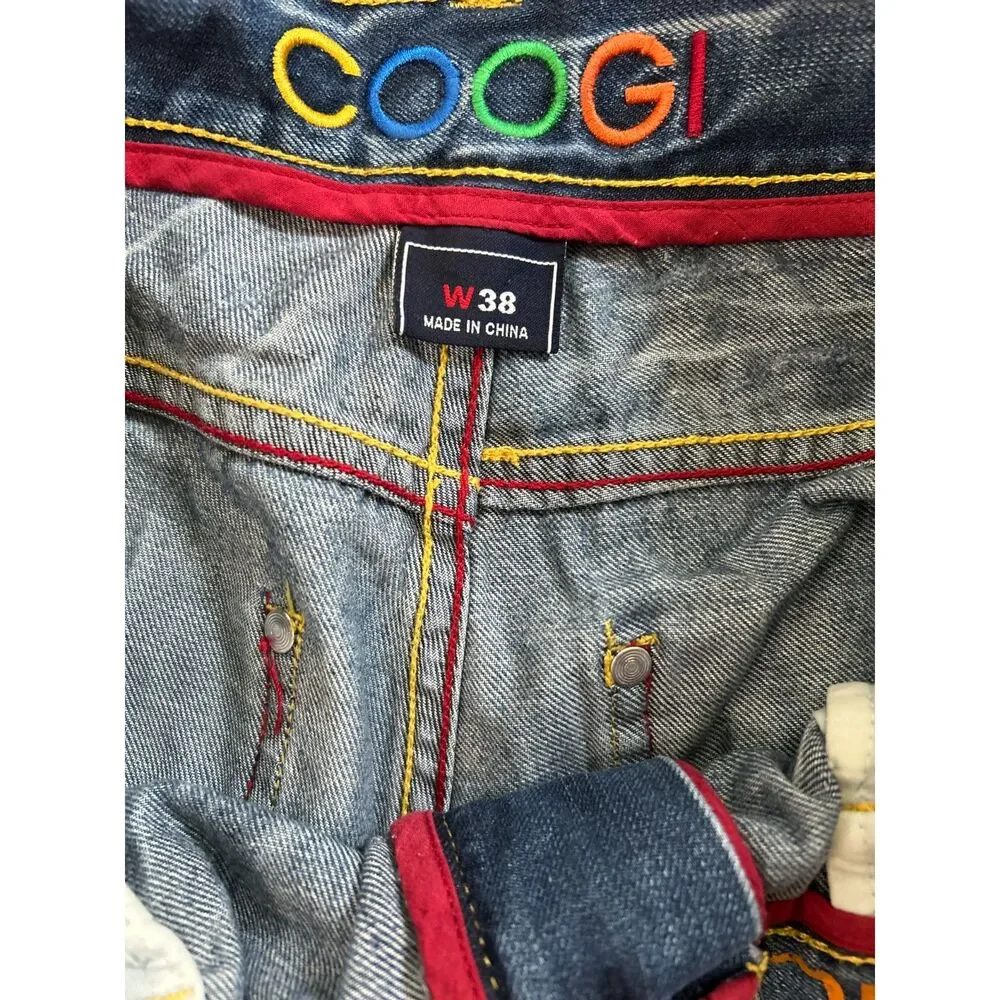 Coogi‎ Jorts Mens Size 38 Peacock Feather Jean Denim Baggy Skater Vintage Y2k